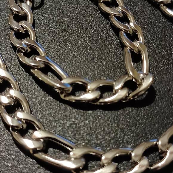 Mens Womens 18k White Gold Over Sterling Silver 20" Figaro Necklace Chain - Picture 8 of 9